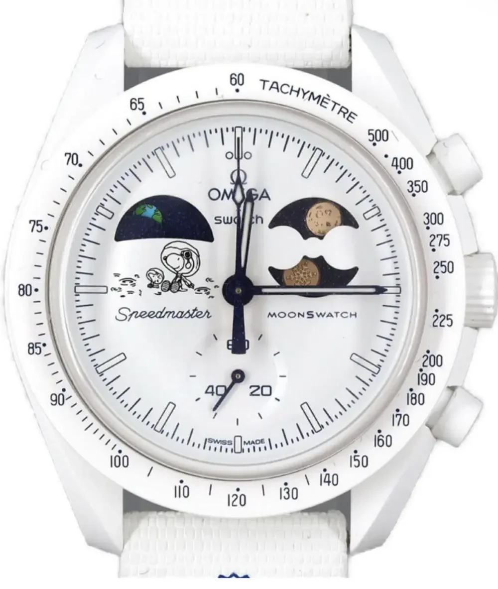 Omega Swatch Mission To The Moon Phase Chronograph Wrist Watch